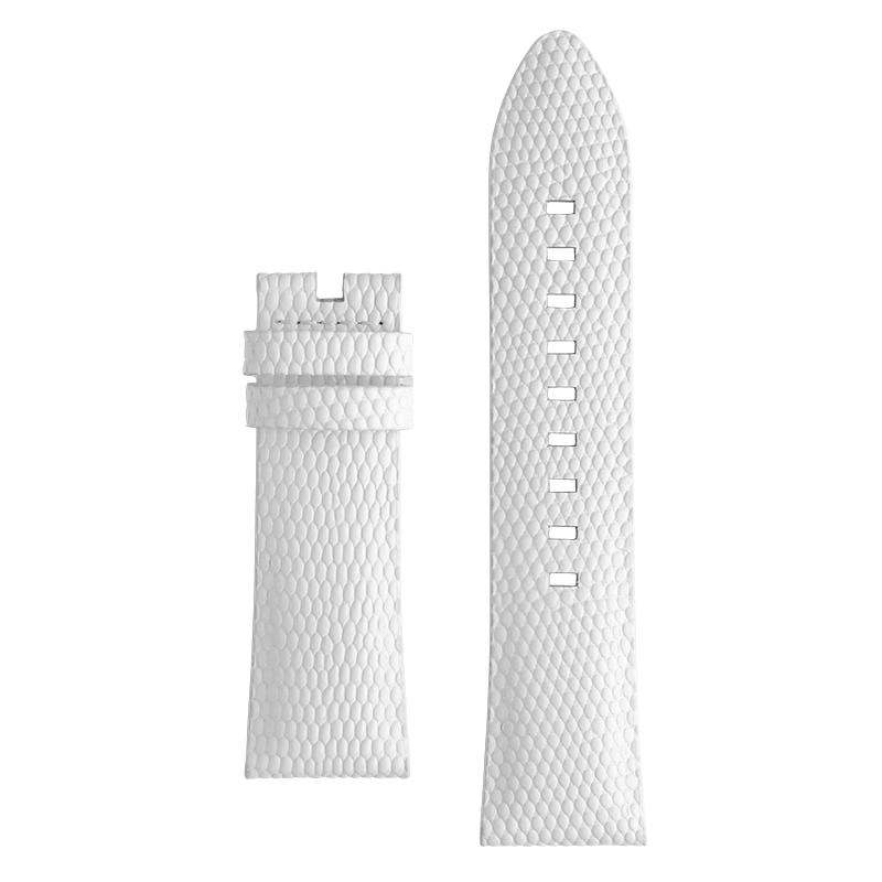 Leather, White, with stainless steel PVD Gold buckle (for C-Series)